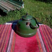Стар емайлиран чайник #7, снимка 2 - Антикварни и старинни предмети - 25578651