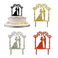 4  цвята арка с младоженци за сватба пластмасов топер украса табела за сватбена сватба торта, снимка 1 - Други - 18428953