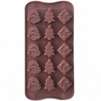 Дядо Коледа елха подарък силиконов молд форма за украса с фондан гипс сапун шоколад бонбони желе , снимка 1 - Форми - 19819396