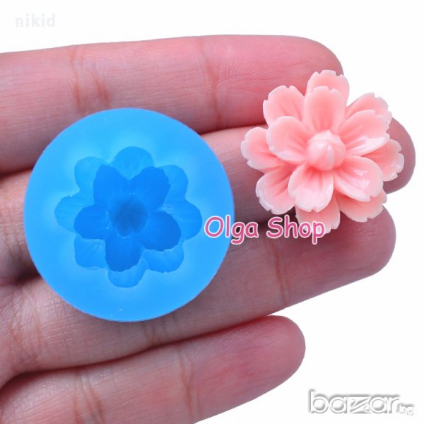 двойно малко цвете мини силиконов молд декор украса торта фондан гипс сапун тесто отливка, снимка 1