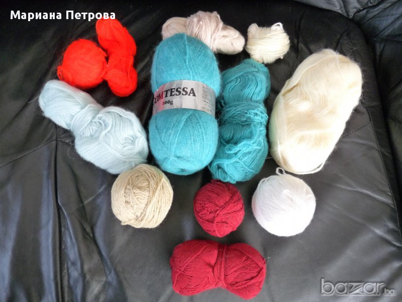 Прежда "МОХЕР" и камгарн, куки и игли за плетене, снимка 1