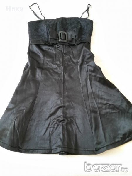 Черна сатенена рокля - размер bg 42 ,36 eu / S / , снимка 1