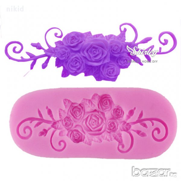 декорирани рози голям овал форма силиконов молд декорация украса фондан торта мъфини и др, снимка 1