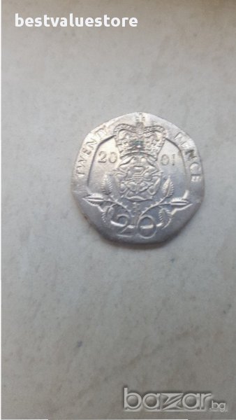 Монета 20 Английски Пенса 2001г. / 2001 20 UK Pence KM# 990 Sp# 4630, снимка 1