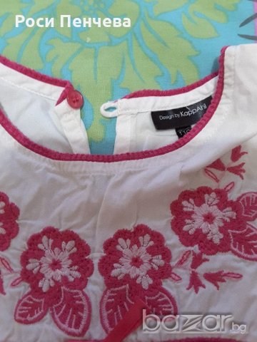 Туника за момиче ,цвят бял с розова бродерия ,размер 110 см, снимка 2 - Детски Блузи и туники - 20407150