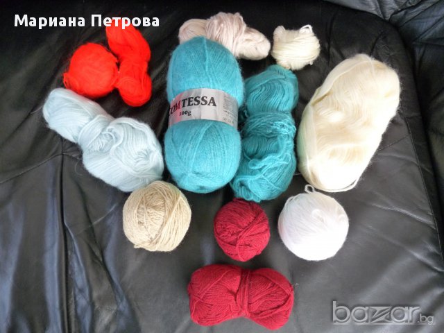 Прежда "МОХЕР" и камгарн, куки и игли за плетене, снимка 1