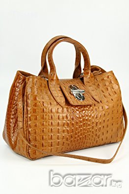Кафява  кожена чанта genuine leather Made in Italy, снимка 17 - Чанти - 20925504