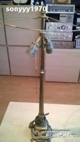 Масивна ретро лампа за две крушки-месинг 80х35см-внос швеицария, снимка 3 - Антикварни и старинни предмети - 17796479