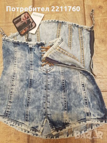 Дънково бюстие Bershka, снимка 3 - Корсети, бюстиета, топове - 25820301