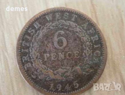  Британска Западна Африка - 6 пенса, 1945 г. - 74 m