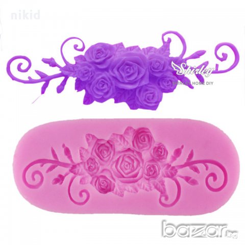декорирани рози голям овал форма силиконов молд декорация украса фондан торта мъфини и др