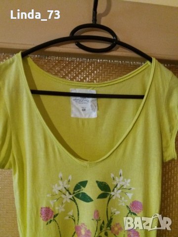 Дам.тениска-"H&M"-/памук/-жълто-зелена. Закупена от Италия., снимка 4 - Тениски - 21975230