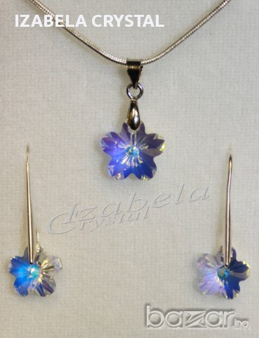 Обеци Сваровски "Flower" с винтчета Swarovski, снимка 9 - Обеци - 10524252