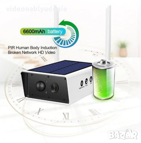 Водоустойчива WiFi Соларна Камера 2MP 1080P 3х18650 Батерии Микрофон Високоговорител м-SD Карта Слот, снимка 3 - IP камери - 25556103