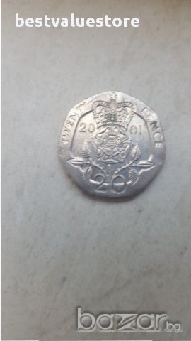 Монета 20 Английски Пенса 2001г. / 2001 20 UK Pence KM# 990 Sp# 4630