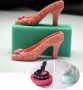 3D дамска обувка с ток на ромбове с цвете силиконов молд калъп декорация торта фондан, снимка 2