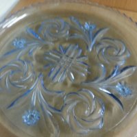 антикварна  чиния плато поднос цветно стъкло , снимка 2 - Антикварни и старинни предмети - 25586557