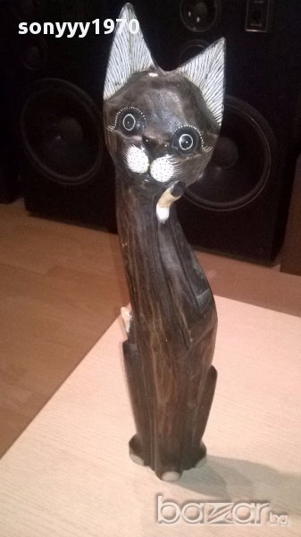 Голямо дървено коте-51х12х5см-внос швеицария, снимка 1