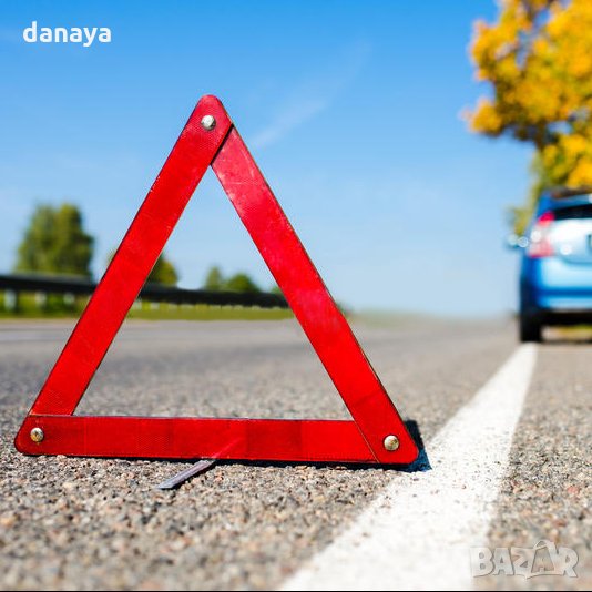 Сгъваем авариен триъгълник за автомобил светлоотразител на стойка, снимка 1
