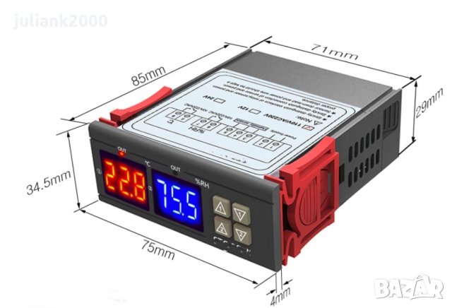 Контролер комбиниран температура и влажност влагорегулатор, снимка 5 - Друга електроника - 19005141