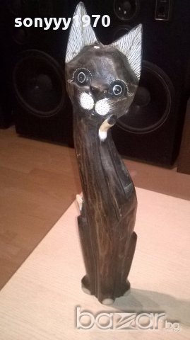 Голямо дървено коте-51х12х5см-внос швеицария