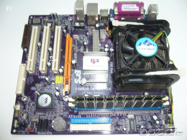 Дъно s.478 + Процесор P4 + Fan + Ram памет, снимка 2 - Дънни платки - 20759017