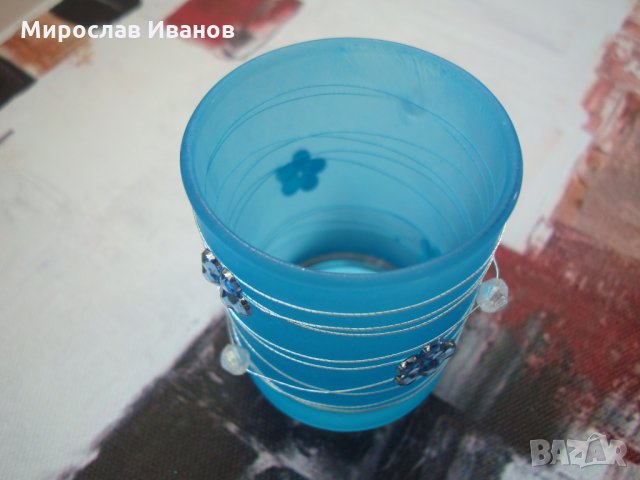 син свещник от стъкло , снимка 2 - Други ценни предмети - 23179231