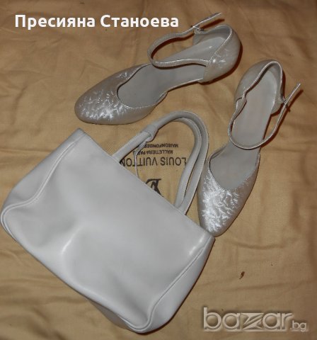 Дамски бели обувки сатен , снимка 1 - Дамски обувки на ток - 19670099