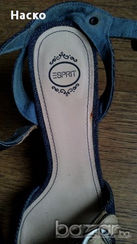 Esprit , летни сандали с ток ,дънкови обувки, снимка 4 - Сандали - 12491663