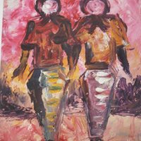  Жени-картина маслени бои от Африка, снимка 2 - Картини - 23813656