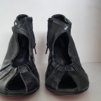 Черни дамски сандали естествена кожа с ток Мартини, снимка 3 - Сандали - 22748175