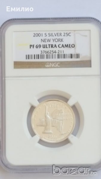 USA QUARTER SILVER DOLLAR 2001-S NGC PF 69 ULTRA CAMEO, снимка 1