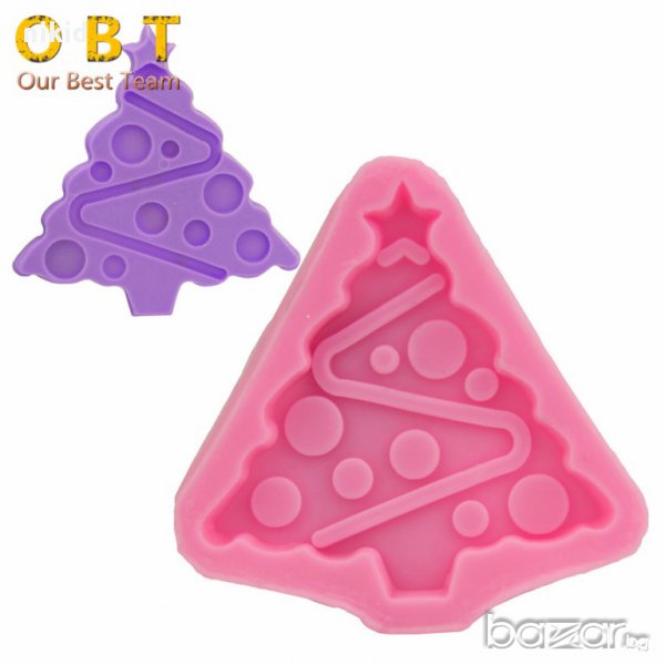  коледна елха с топки силиконов молд форма декорация и украса торта фондан шоколад, снимка 1