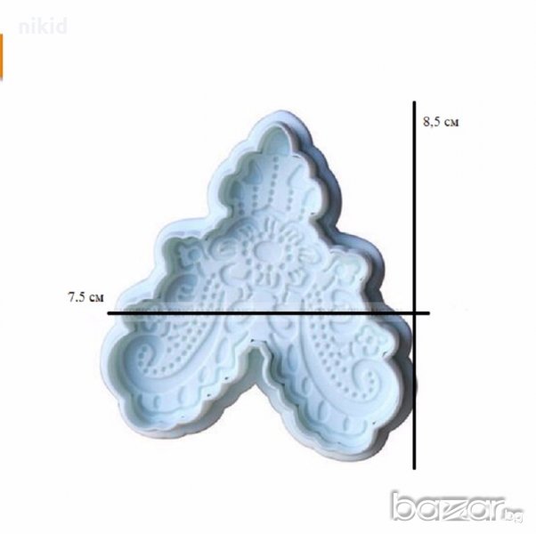 Дантелено сърце пластмасов релефен резец с бутало украса сладки торта фондан и др, снимка 1