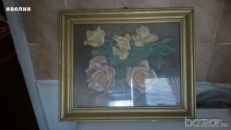 стара картина-цветя, снимка 1