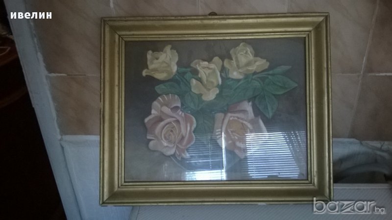 стара картина-цветя, снимка 1