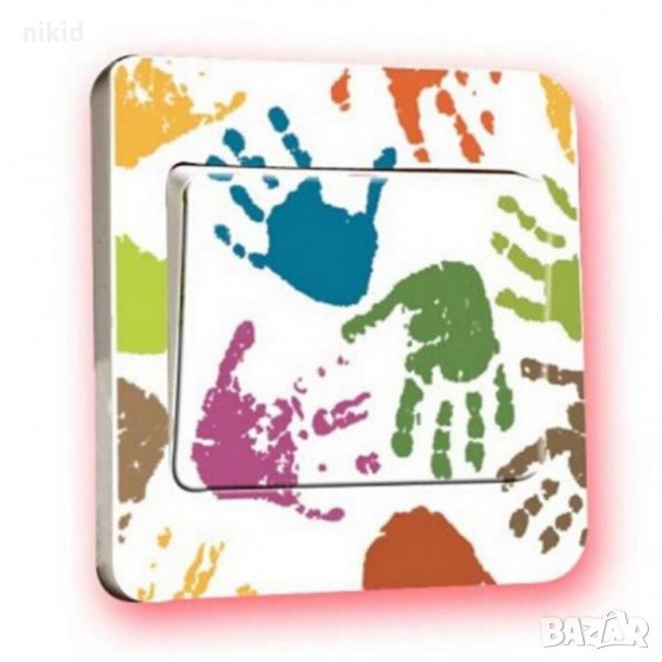 Шарени отпечатъци на ръце стикер за контакт ключ на лампа копчето, снимка 1