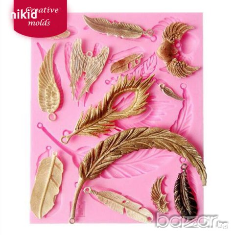 Различни големи пера криле силиконов молд форма  за фондан шоколад глина захарно тесто украса торти