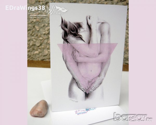 Картичка "Нежност" / женско тяло, любов, розово, снимка 3 - Други - 21333768