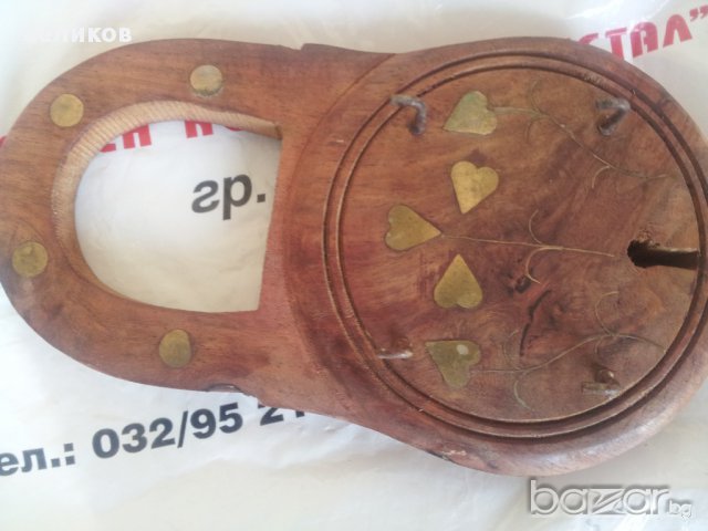 закачалка стара с бронзови набивки и форма на катинар, снимка 3 - Антикварни и старинни предмети - 12365504