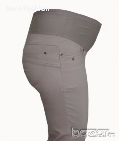 Панталон за макси дами и бременни 012912 във бежово, снимка 2 - Дрехи за бременни - 9260633