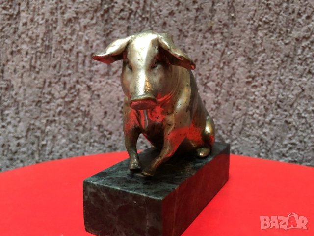 Бронзова статуетка на прасе, снимка 2 - Статуетки - 24197143