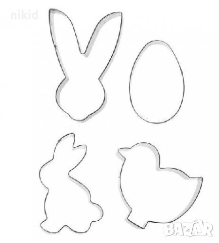 4 бр големи Великденски Заек Яйце пиле метални резци форми за сладки бисквитки тесто резец форма
