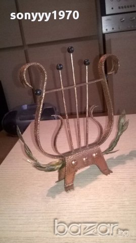 Арфа-кован метал-цвят злато-21х21х6см-внос швеицария, снимка 2 - Антикварни и старинни предмети - 17768504
