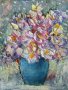 Цветя в синя ваза  масло / платно Art by MiMa картина kartina painting__108, снимка 1