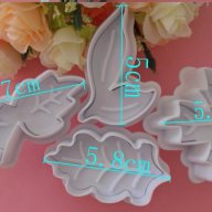 4 пластмасови форми есенни листа с бутало резец украса сладки торта фондан и др, снимка 2 - Форми - 17327663