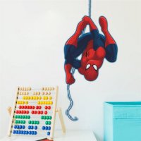 Висящ на въже обърнат спайдърмен Spiderman стикер постер лепенка за стена детска стая самозалепващ, снимка 1 - Декорация за дома - 22003328