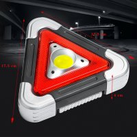 2 в 1 акумулаторен LED триъгълник и аварийна СОБ лампа за автомобил, снимка 5 - Аксесоари и консумативи - 25520297