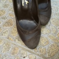 Обувки от естествена кожа и велур/ набук, снимка 6 - Дамски обувки на ток - 21933546