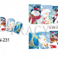 231 снежен човек ваденки водни стикери за нокти маникюр, снимка 1 - Продукти за маникюр - 17258394